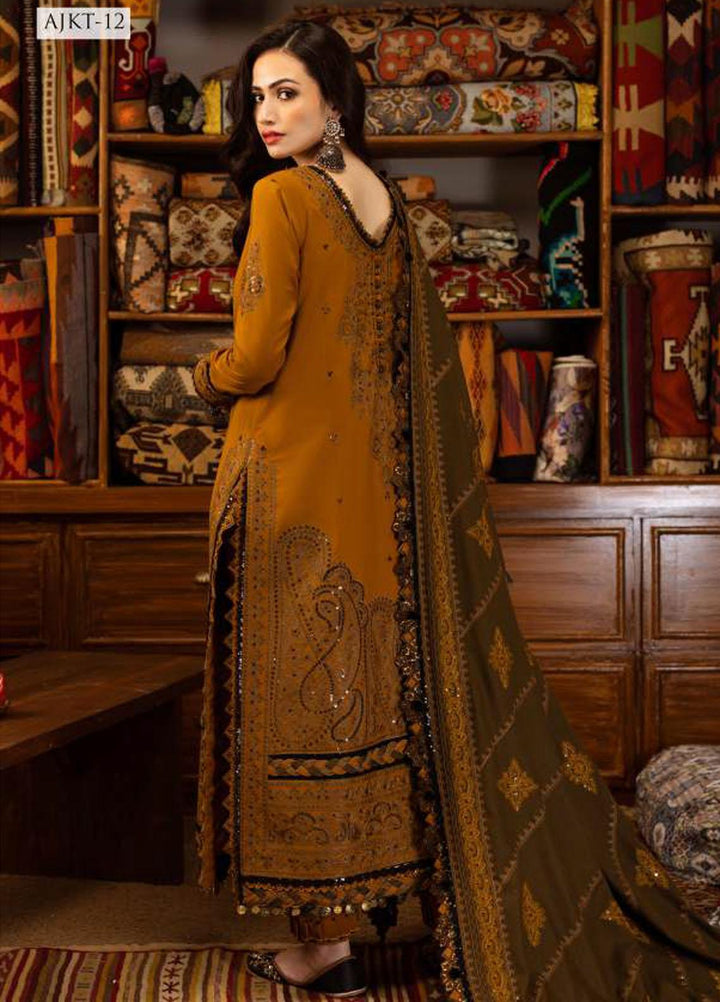 Kashmiri Taanka By Asim Jofa Embroidered Slub Suits Unstitched 3 Piece AJ23KT AJKT-12 - Winter Collection