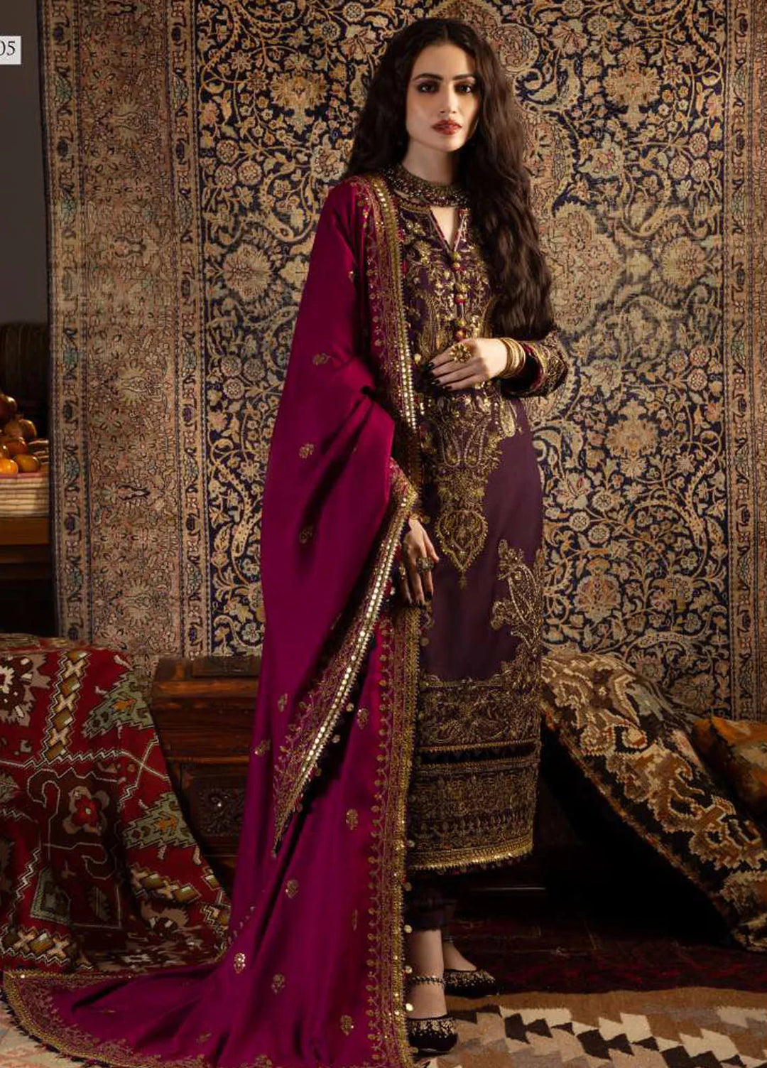 Kashmiri Taanka By Asim Jofa Embroidered Slub Suit 3 Piece AJ23KT AJKT-05 - Winter Collection