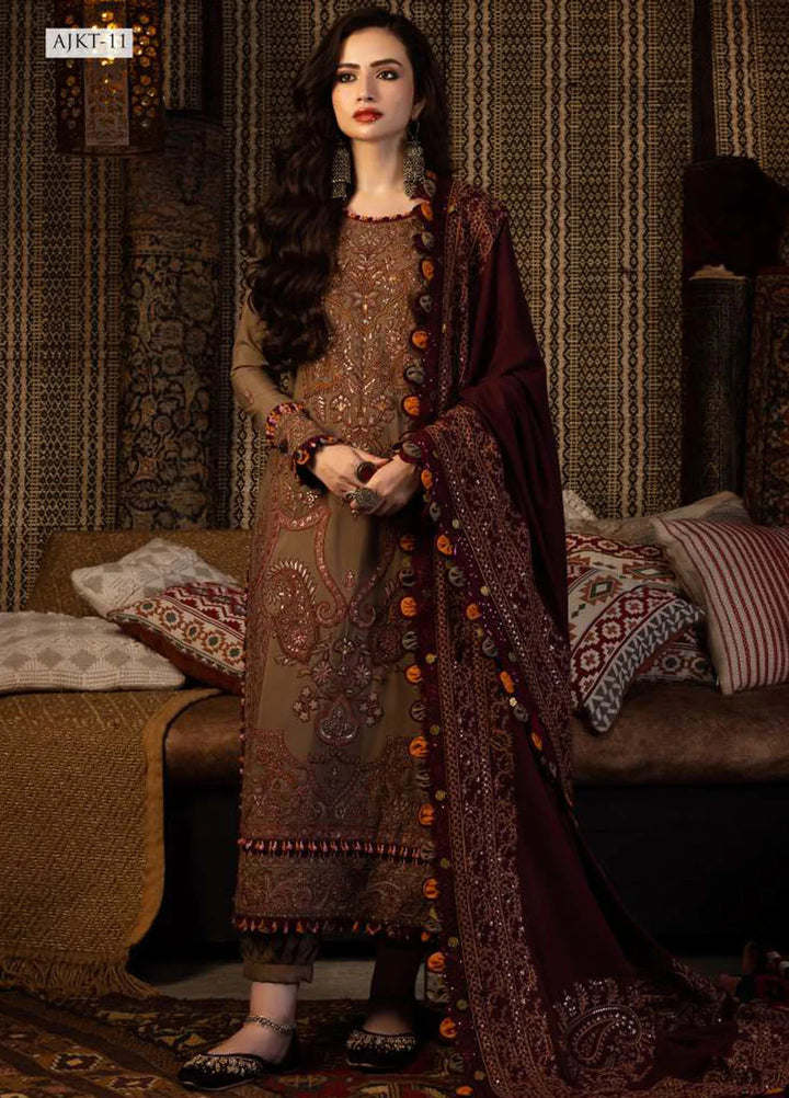 Kashmiri Taanka By Asim Jofa Embroidered Slub Suit 3 Piece AJ23KT AJKT-11 - Winter Collection