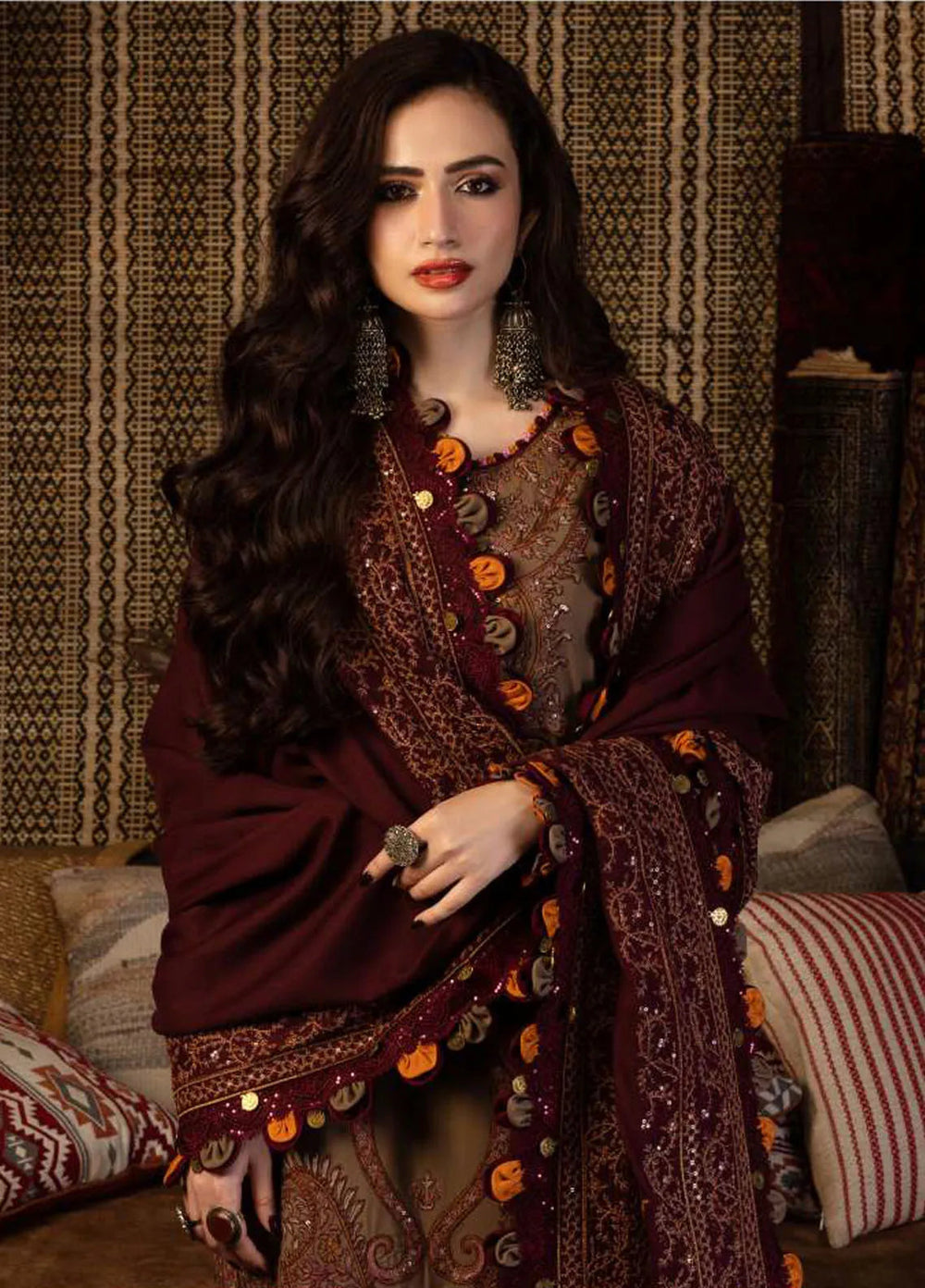 Kashmiri Taanka By Asim Jofa Embroidered Slub Suit 3 Piece AJ23KT AJKT-11 - Winter Collection