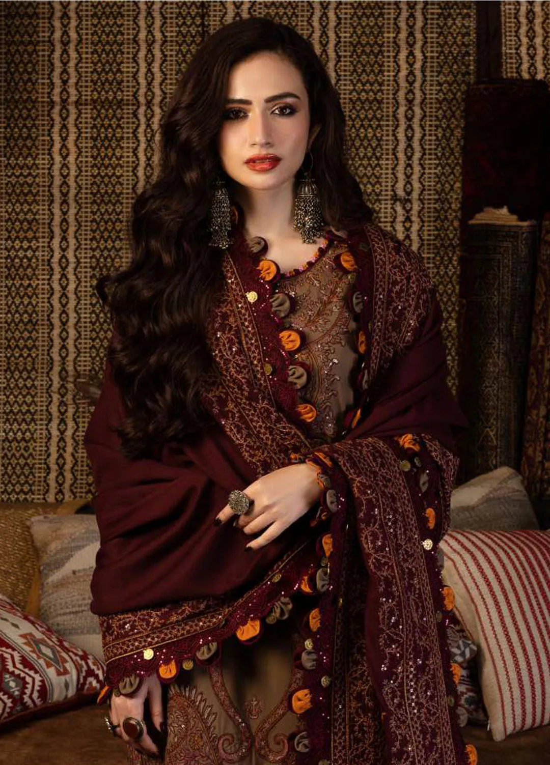 Kashmiri Taanka By Asim Jofa Embroidered Slub Suit 3 Piece AJ23KT AJKT-11 - Winter Collection