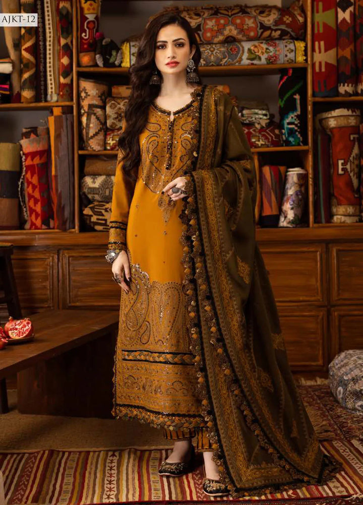 Kashmiri Taanka By Asim Jofa Embroidered Slub Suit 3 Piece AJ23KT AJKT-12 - Winter Collection