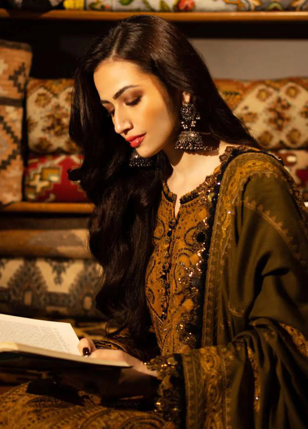Kashmiri Taanka By Asim Jofa Embroidered Slub Suit 3 Piece AJ23KT AJKT-12 - Winter Collection