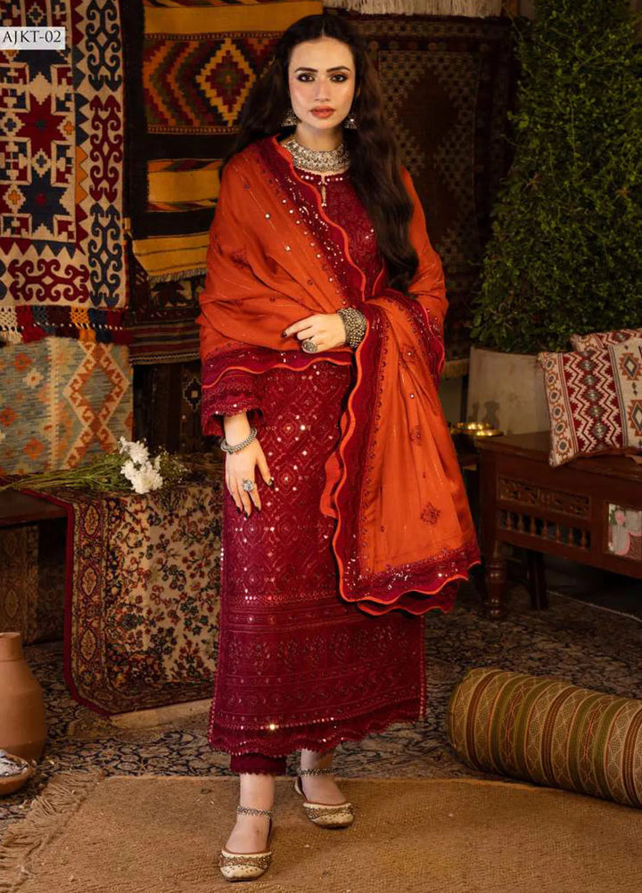 Kashmiri Taanka By Asim Jofa Embroidered Twill Suit 3 Piece AJ23KT AJKT-02 - Winter Collection