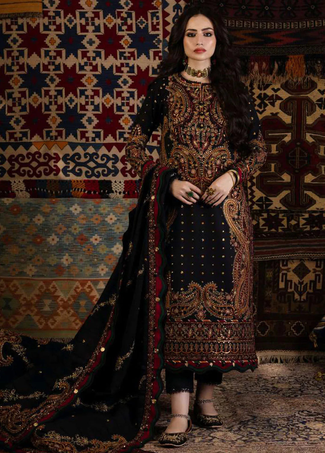 Kashmiri Taanka By Asim Jofa Embroidered Twill Suit 3 Piece AJ23KT AJKT-03 - Winter Collection
