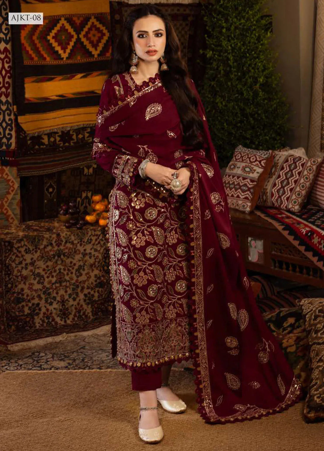 Kashmiri Taanka By Asim Jofa Embroidered Twill Suit 3 Piece AJ23KT AJKT-08 - Winter Collection