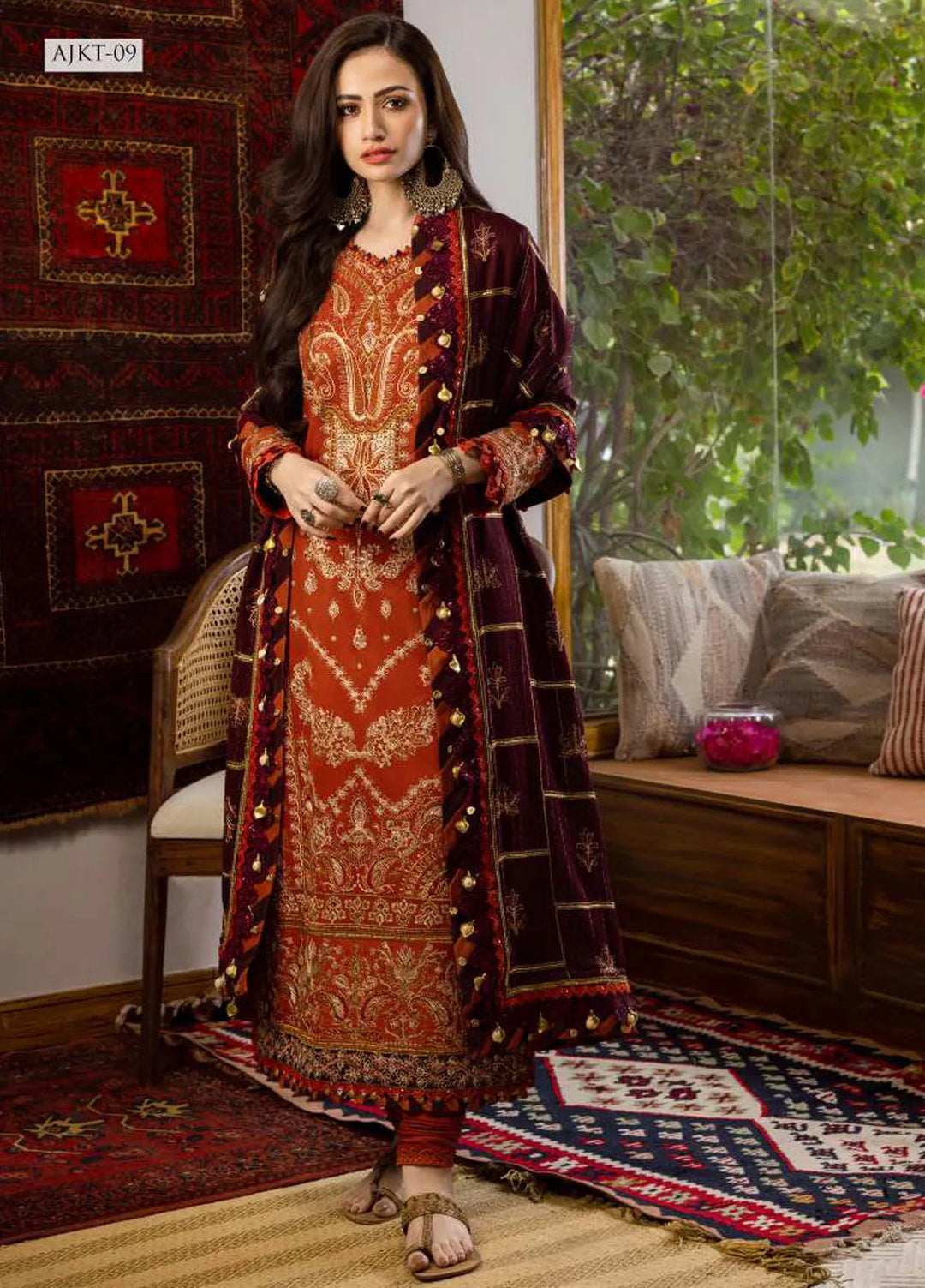 Kashmiri Taanka By Asim Jofa Embroidered Twill Suit 3 Piece AJ23KT AJKT-09 - Winter Collection