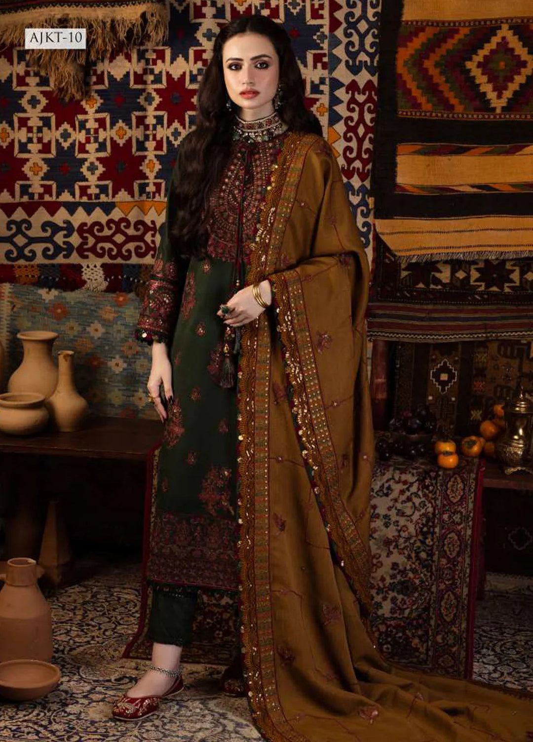 Kashmiri Taanka By Asim Jofa Embroidered Twill Suit 3 Piece AJ23KT AJKT-10 - Winter Collection