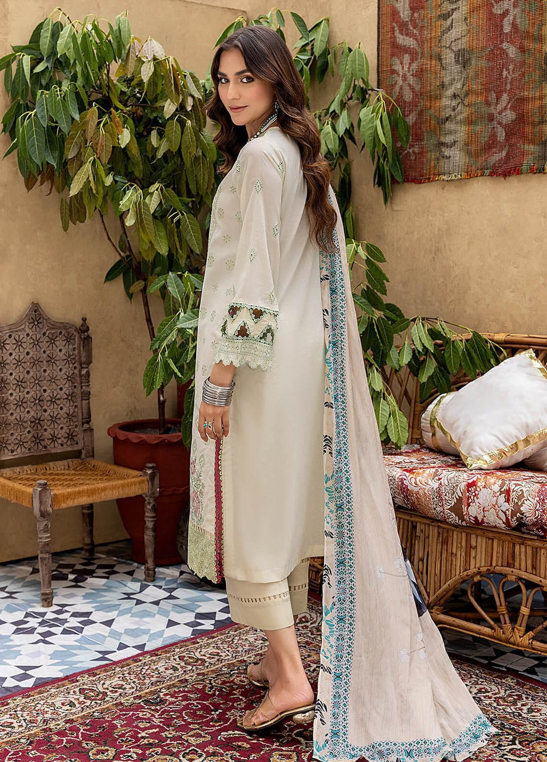 Kastoori By Awwal Embroidered Chikankari Lawn Suits Unstitched 3 Piece AW23K D-06 Breeze - Summer Collection