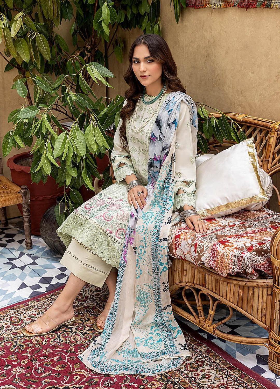 Kastoori By Awwal Embroidered Chikankari Lawn Suits Unstitched 3 Piece AW23K D-06 Breeze - Summer Collection