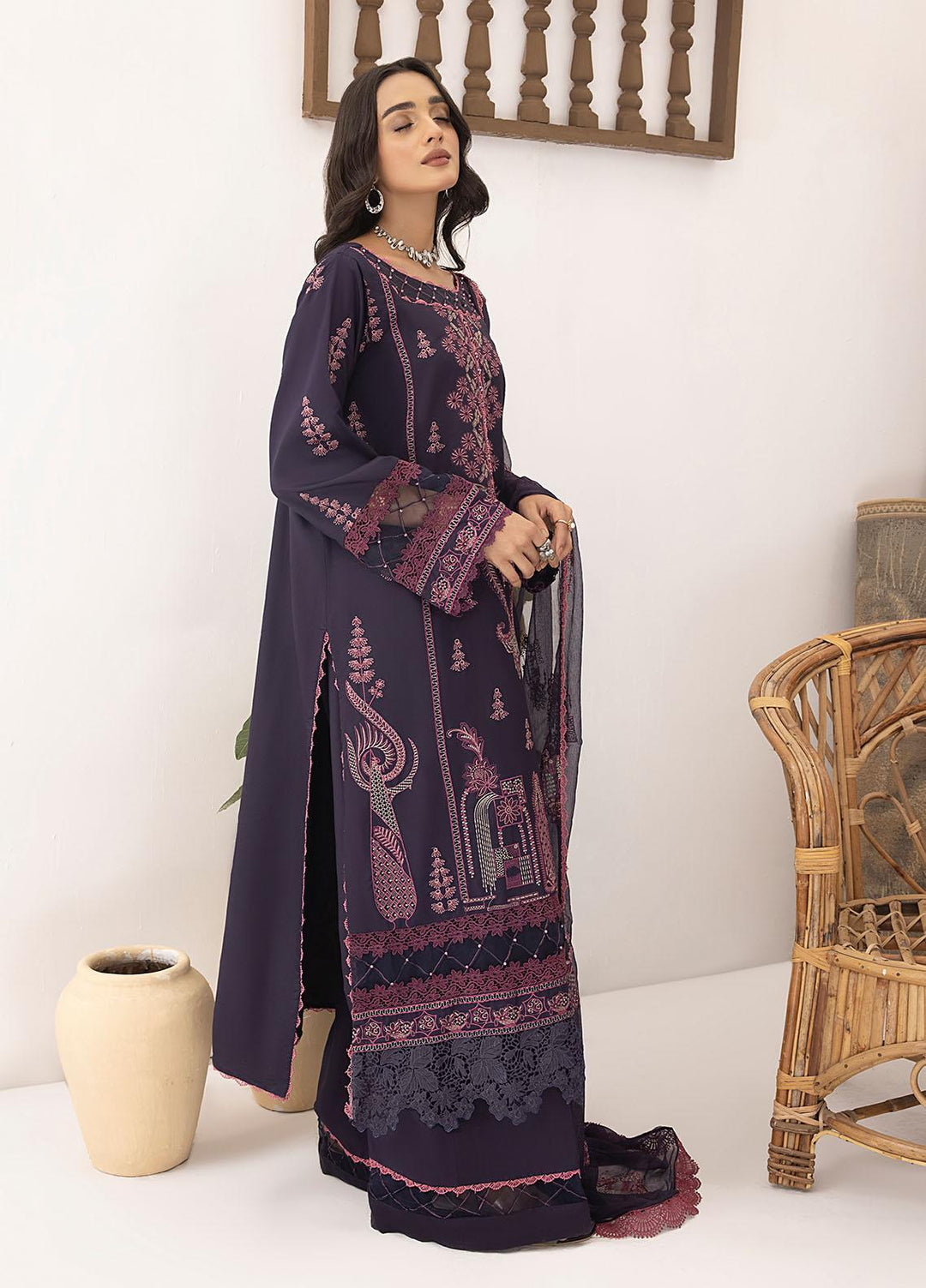 Kastoori By Awwal Embroidered Viscose Suits Unstitched 3 Piece AW23K-2 D-01 Sterling - Winter Collection