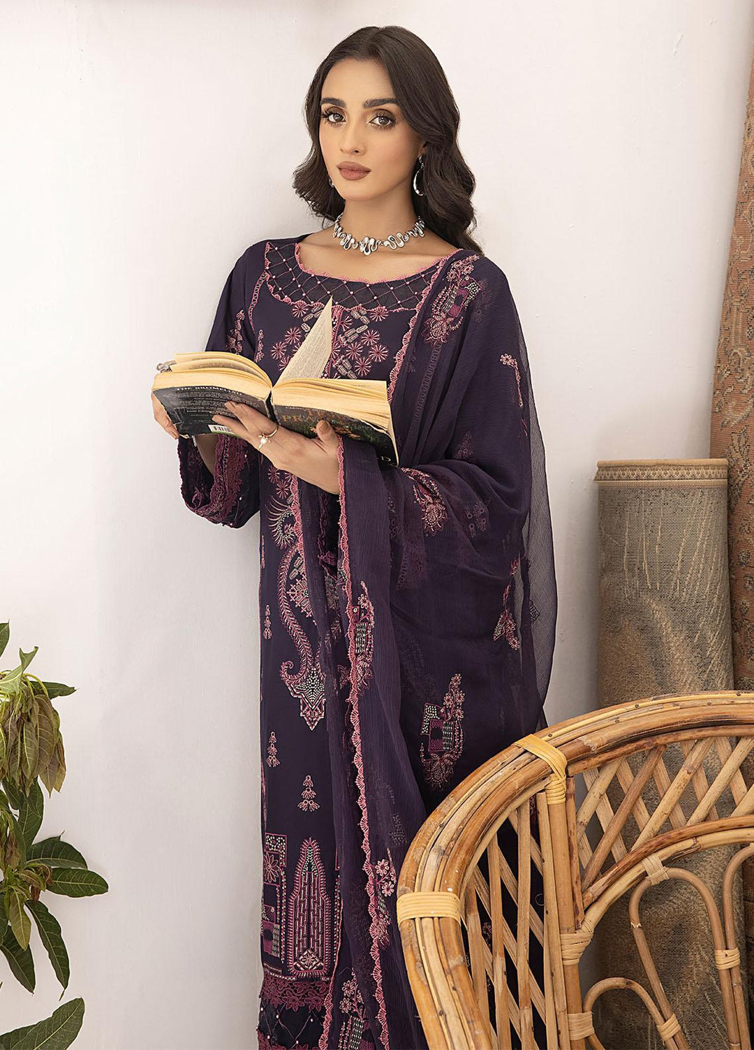 Kastoori By Awwal Embroidered Viscose Suits Unstitched 3 Piece AW23K-2 D-01 Sterling - Winter Collection