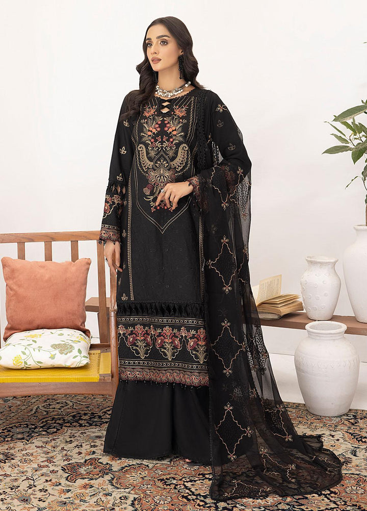 Kastoori By Awwal Embroidered Viscose Suits Unstitched 3 Piece AW23K-2 D-03 Noir - Winter Collection