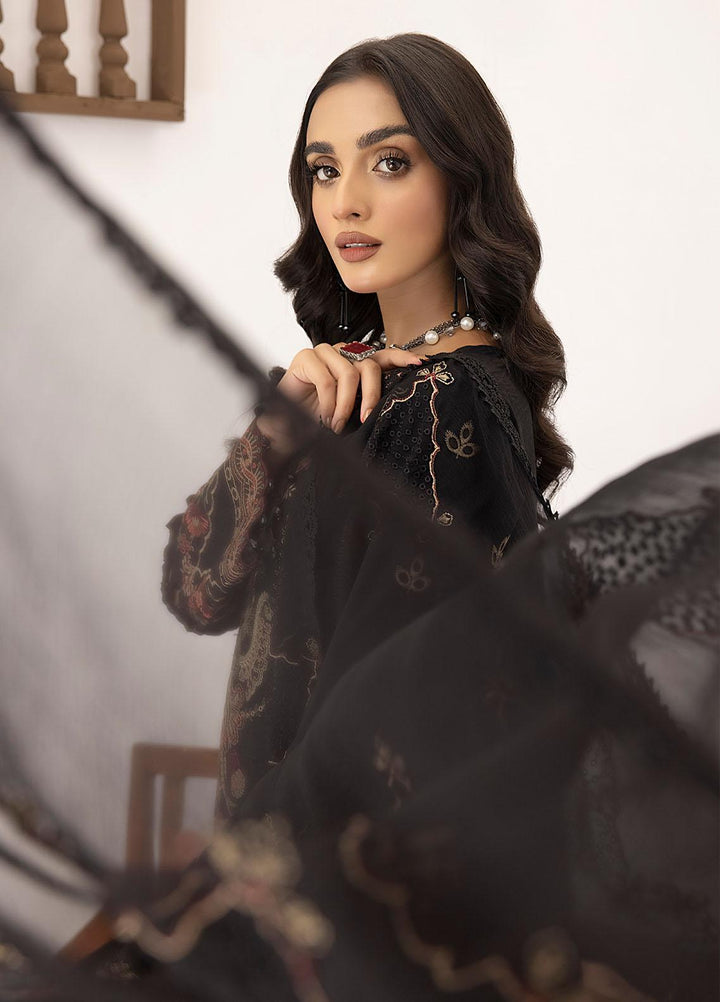 Kastoori By Awwal Embroidered Viscose Suits Unstitched 3 Piece AW23K-2 D-03 Noir - Winter Collection