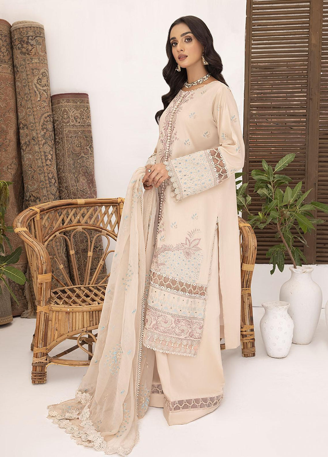 Kastoori By Awwal Embroidered Viscose Suits Unstitched 3 Piece AW23K-2 D-05 Stardust - Winter Collection
