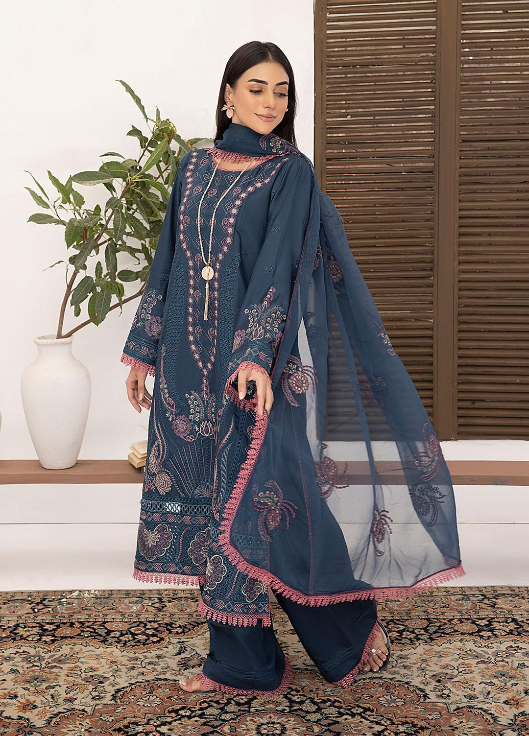Kastoori By Awwal Embroidered Viscose Suits Unstitched 3 Piece AW23K-2 D-07 Rouge - Winter Collection