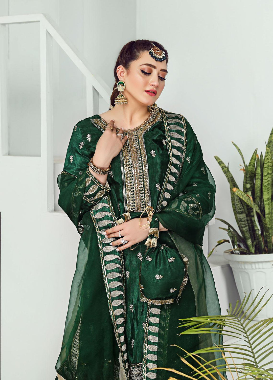 Kausar Attire Luxury Pret  Raw Silk 3 Piece Dress KA22TM SHAH JAHAN