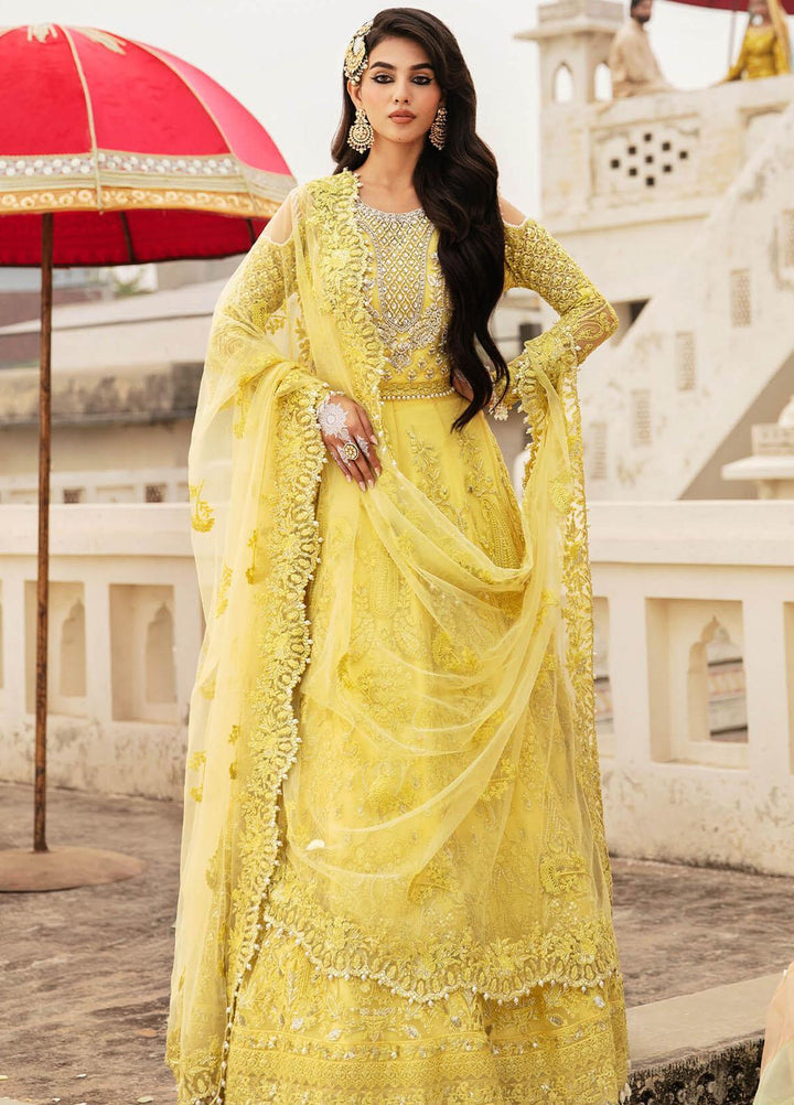 Kayseria By Serene Premium Embroidered Net Suits Unstitched 4 Piece SP24KS SB-18 Zard - Wedding Collection