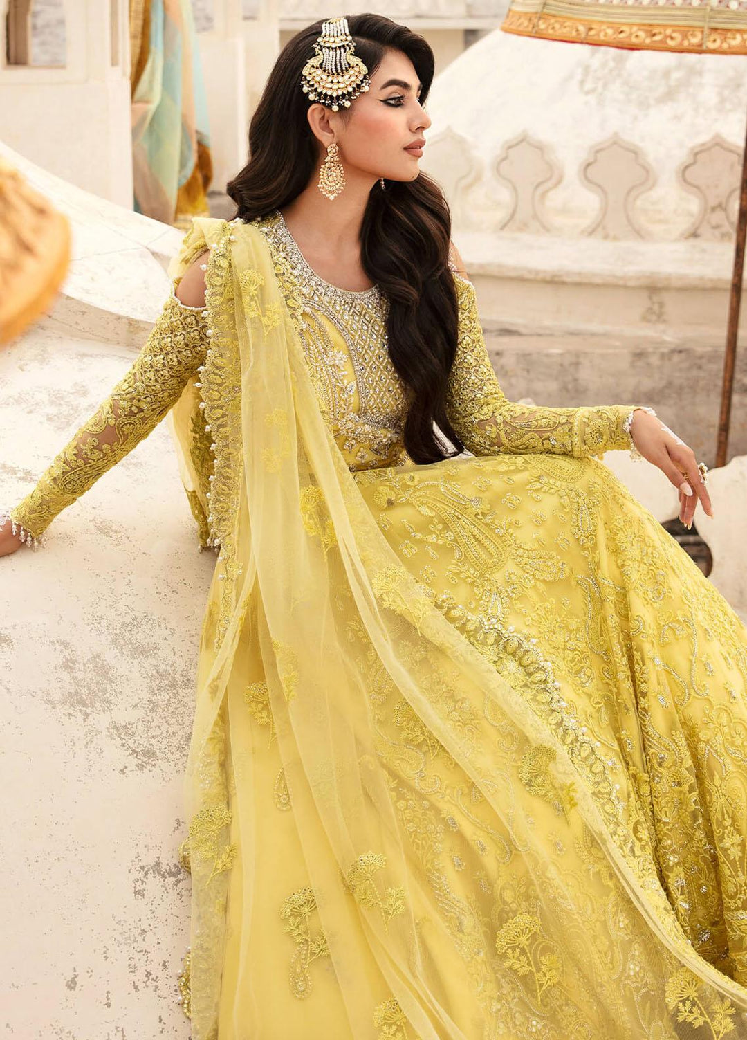 Kayseria By Serene Premium Embroidered Net Suits Unstitched 4 Piece SP24KS SB-18 Zard - Wedding Collection