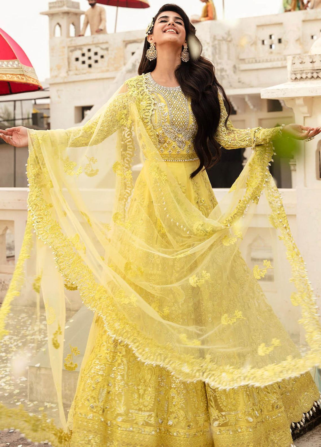 Kayseria By Serene Premium Embroidered Net Suits Unstitched 4 Piece SP24KS SB-18 Zard - Wedding Collection