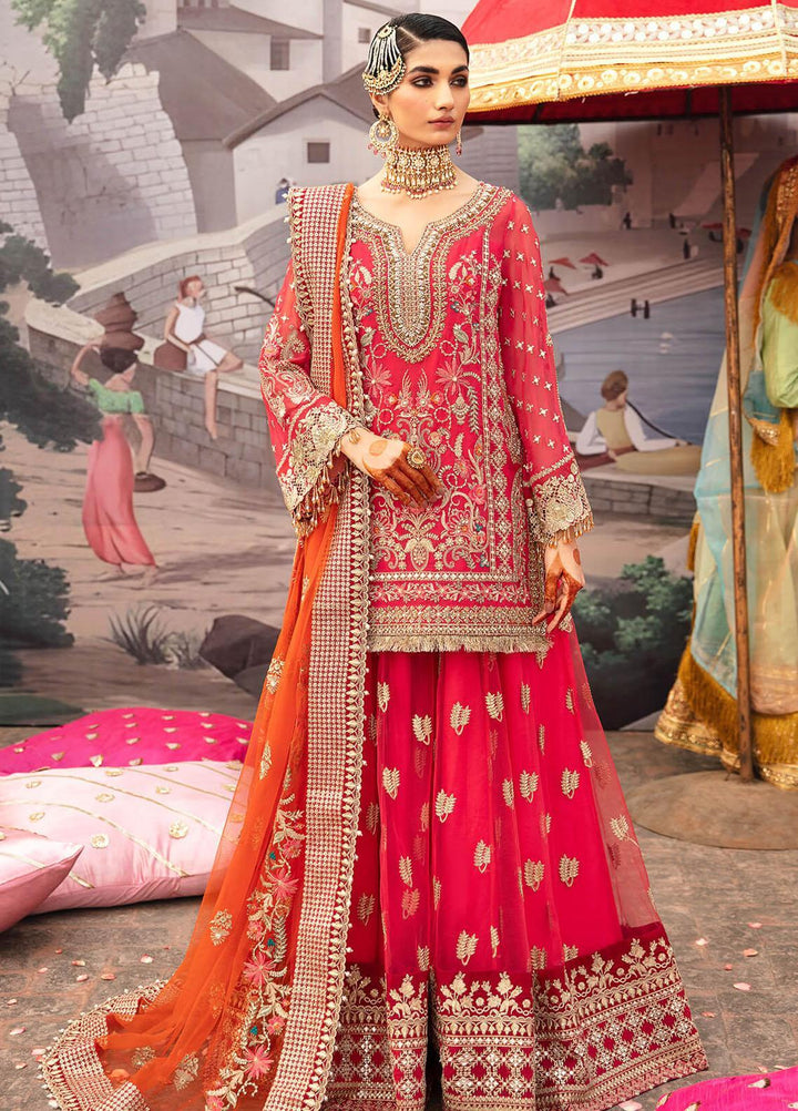 Kayseria By Serene Premium Embroidered chiffon Suits Unstitched 4 Piece SP24KS SB-20 Gulab - Wedding Collection