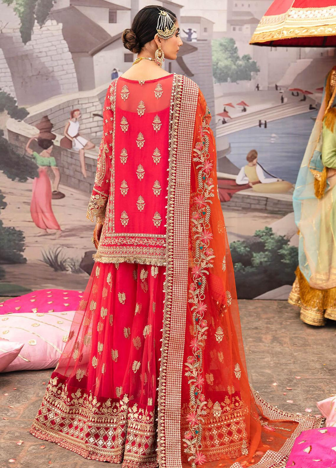 Kayseria By Serene Premium Embroidered chiffon Suits Unstitched 4 Piece SP24KS SB-20 Gulab - Wedding Collection