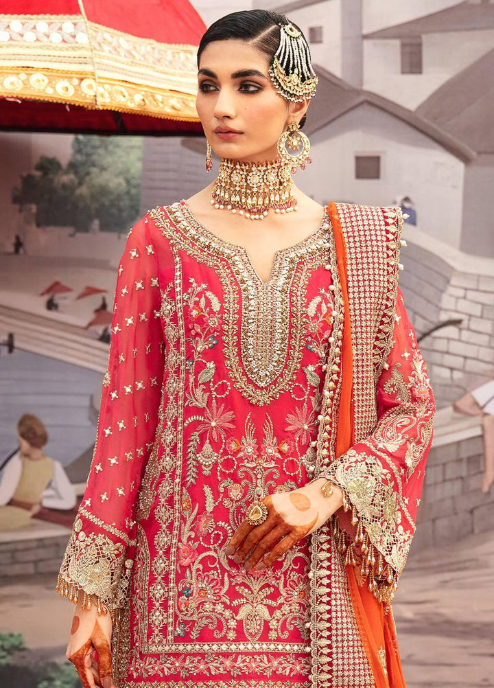 Kayseria By Serene Premium Embroidered chiffon Suits Unstitched 4 Piece SP24KS SB-20 Gulab - Wedding Collection