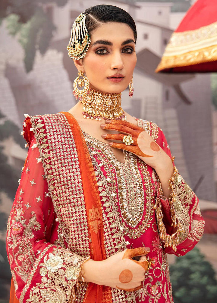Kayseria By Serene Premium Embroidered chiffon Suits Unstitched 4 Piece SP24KS SB-20 Gulab - Wedding Collection