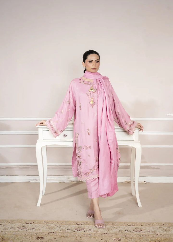 Keysha Embroidered Herringbone Suit Unstitched 3 Piece KS-H24-10 - Winter Collection