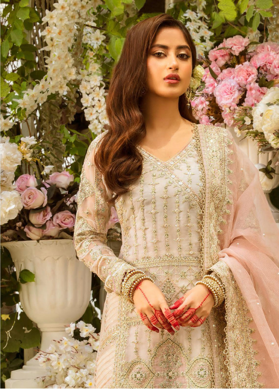Khaab By Qalamkar Embroidered Organza Suits Unstitched 3 Piece QLM22K KF-01 Minail - Festive Collection