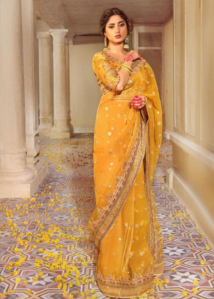 Khaab By Qalamkar Embroidered Chiffon Suits Unstitched Saree QLM22K KF-02 Inaya - Festive Collection