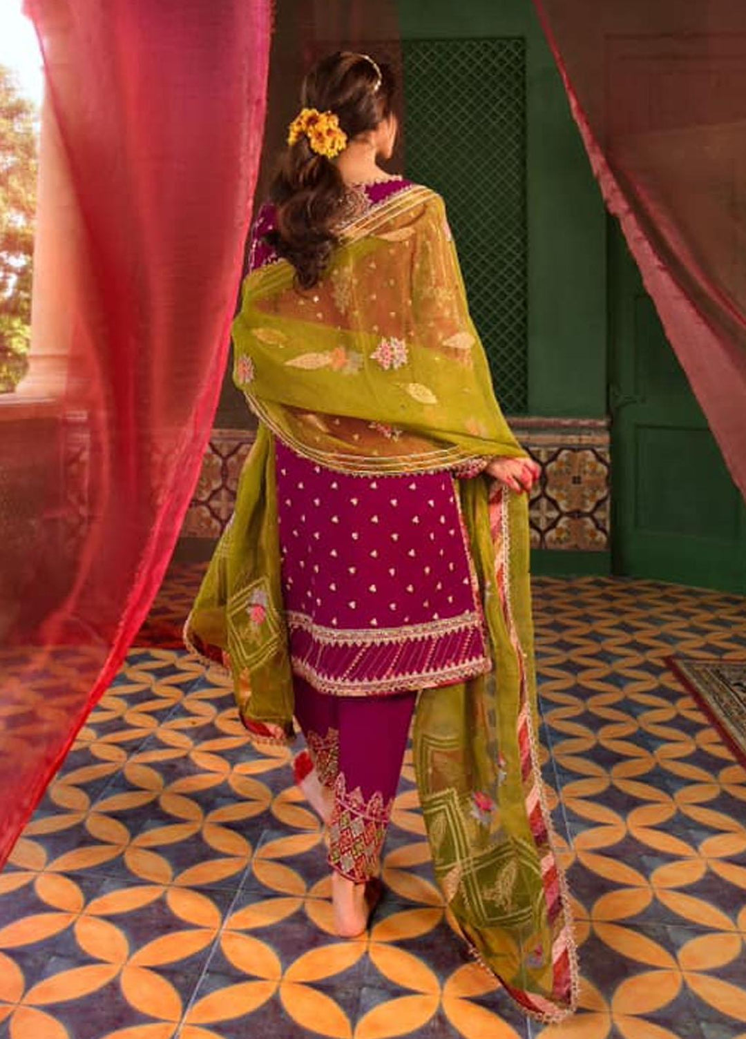 Khaab By Qalamkar Embroidered Chiffon Suits Unstitched 3 Piece QLM22K KF-06 Aarmish - Festive Collection