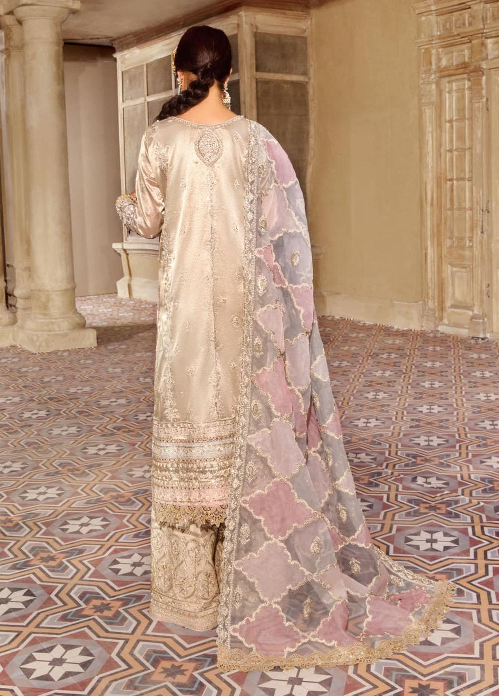 Khaab By Qalamkar Embroidered Chiffon Suits Unstitched 3 Piece QLM22K KF-07 Kiraz - Festive Collection