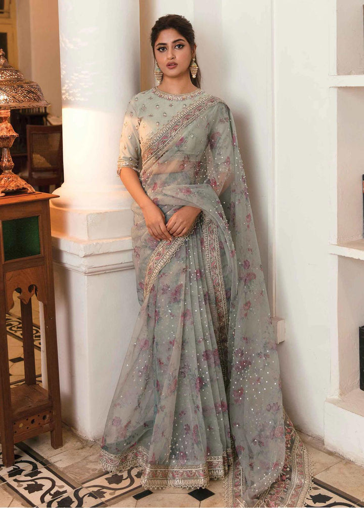 Khaab by Qalamkar Embroidered Unstitched Saree QLM22-K2 NF-05 Afroze - Luxury Formals Collection