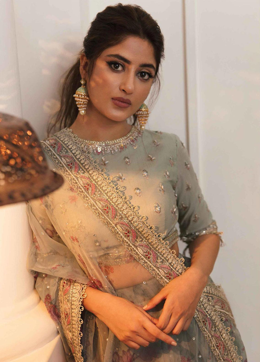 Khaab by Qalamkar Embroidered Unstitched Saree QLM22-K2 NF-05 Afroze - Luxury Formals Collection