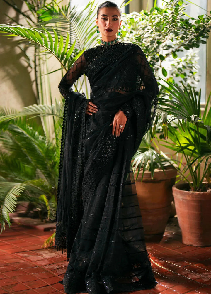 Khatoon By Eleshia Embroidered Unstitched Net Saree-ELS24K Leyla - Luxury Collection