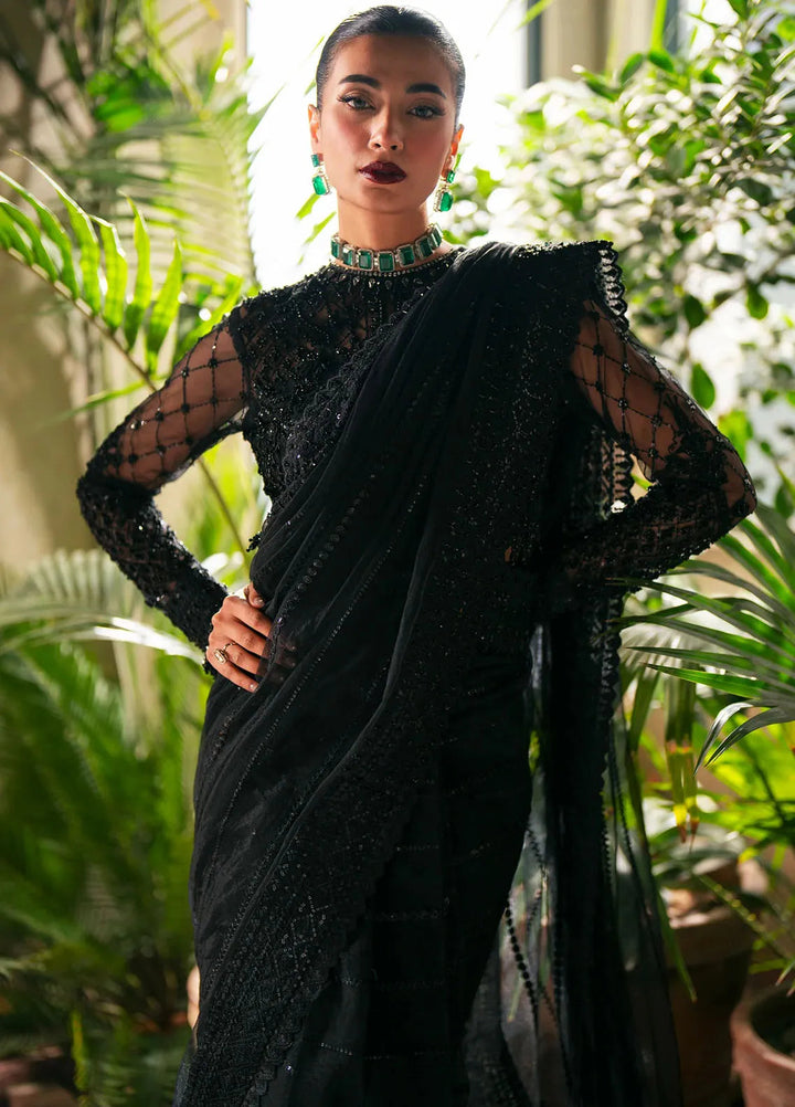 Khatoon By Eleshia Embroidered Unstitched Net Saree-ELS24K Leyla - Luxury Collection