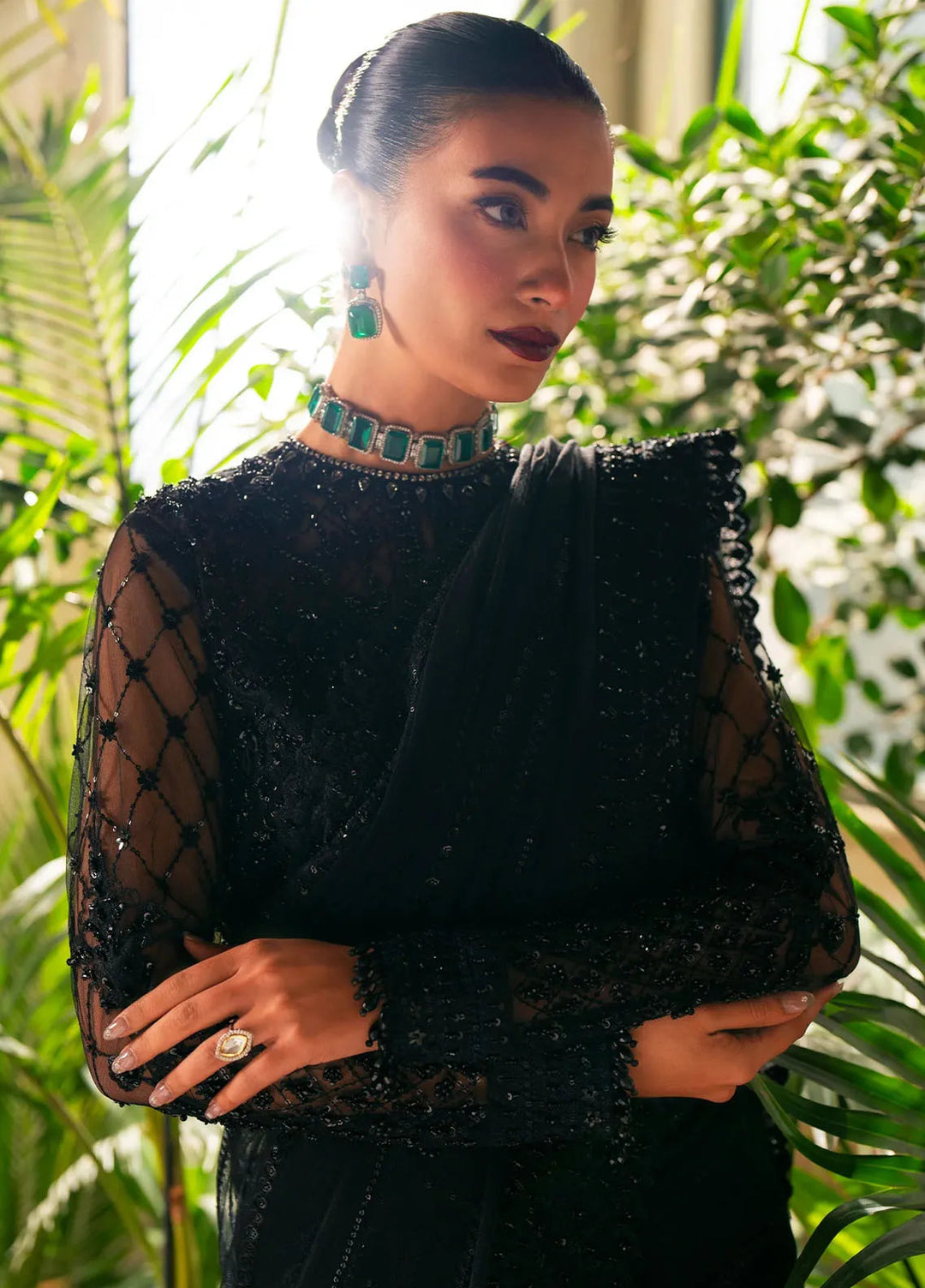 Khatoon By Eleshia Embroidered Unstitched Net Saree-ELS24K Leyla - Luxury Collection