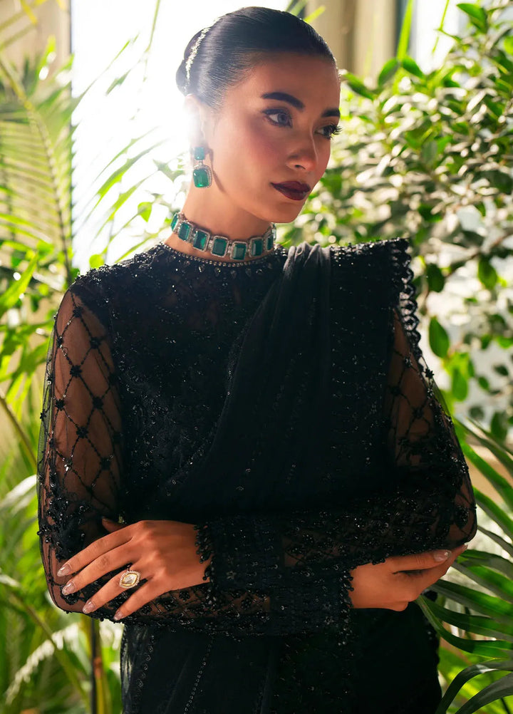 Khatoon By Eleshia Embroidered Unstitched Net Saree-ELS24K Leyla - Luxury Collection