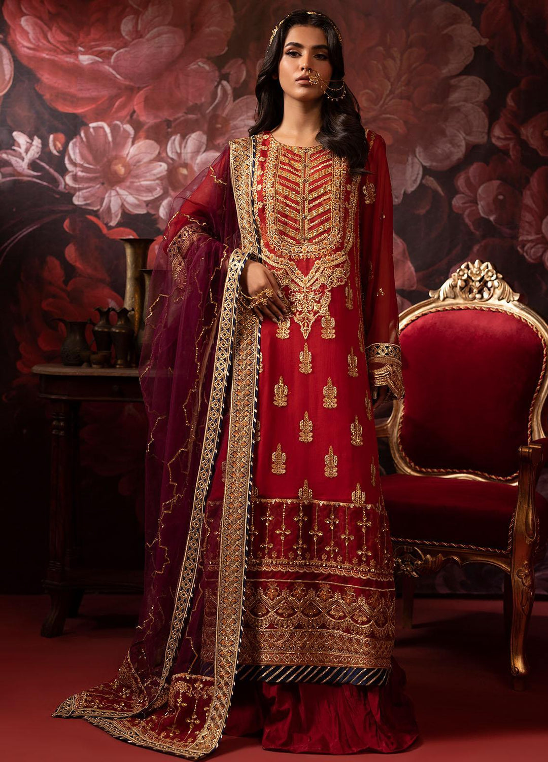 Khawab Deeda By Sahane Embroidered Chiffon Suits Unstitched 4 Piece SNE23KD KD-1103 Regalia - Formal Collection