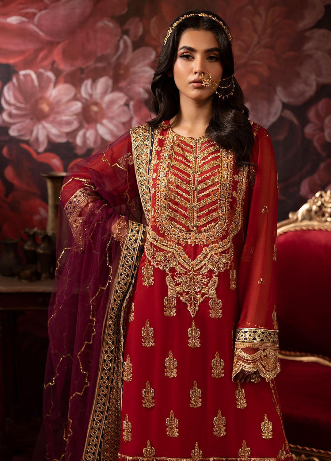 Khawab Deeda By Sahane Embroidered Chiffon Suits Unstitched 4 Piece SNE23KD KD-1103 Regalia - Formal Collection