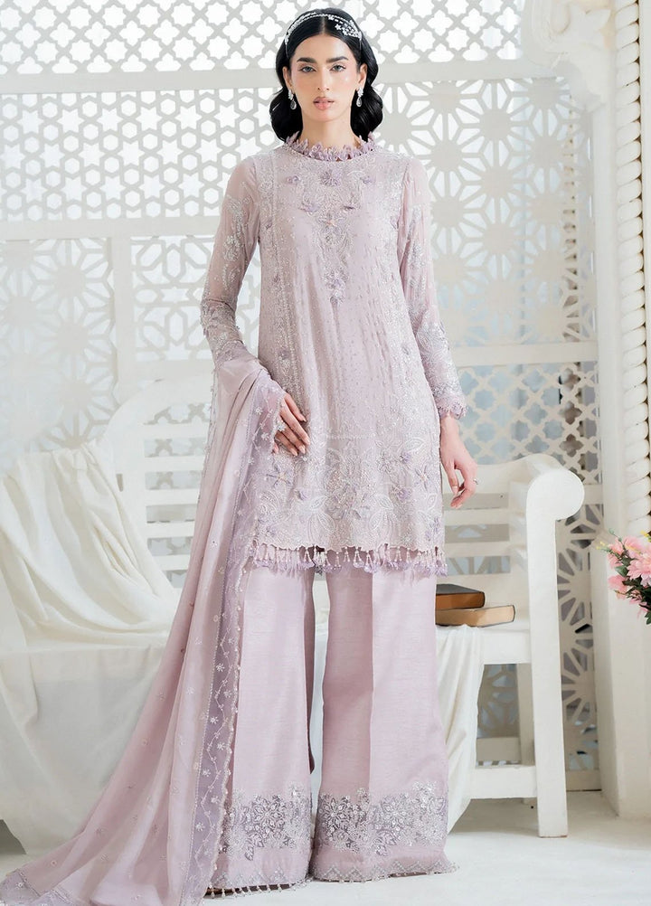 Khurshid Pret Embroidered Georgette Chiffon 3 Piece Suit Blush