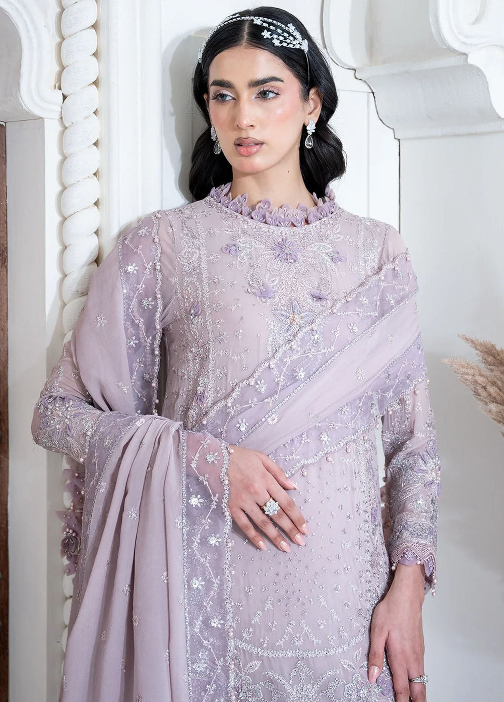 Khurshid Pret Embroidered Georgette Chiffon 3 Piece Suit Blush