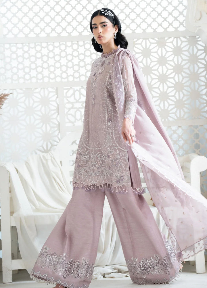 Khurshid Pret Embroidered Georgette Chiffon 3 Piece Suit Blush