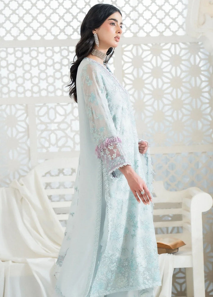 Khurshid Pret Embroidered Georgette Chiffon 3 Piece Suit Fern