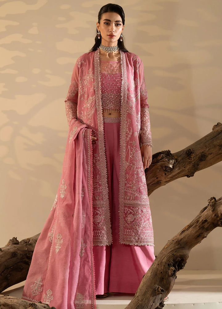 Khurshid Pret Embroidered Net 3 Piece Suit Blush