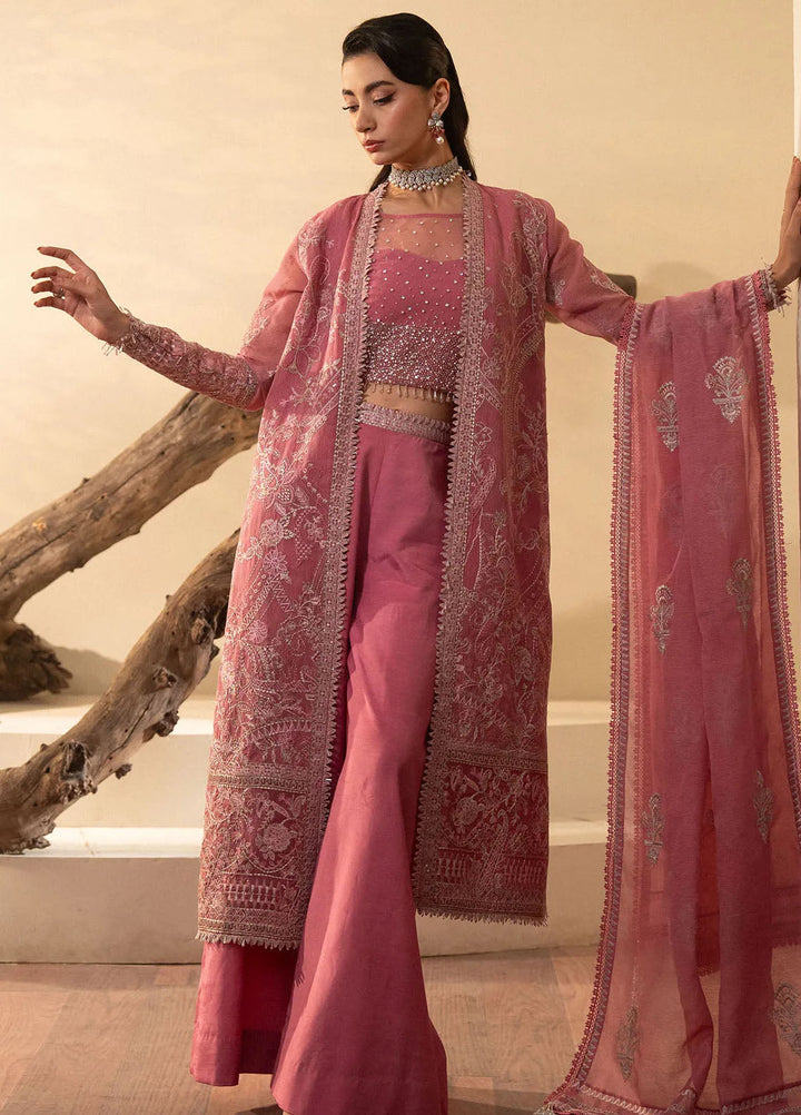 Khurshid Pret Embroidered Net 3 Piece Suit Blush