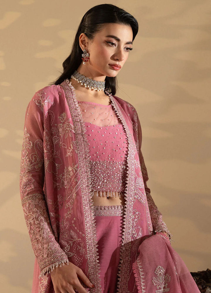 Khurshid Pret Embroidered Net 3 Piece Suit Blush