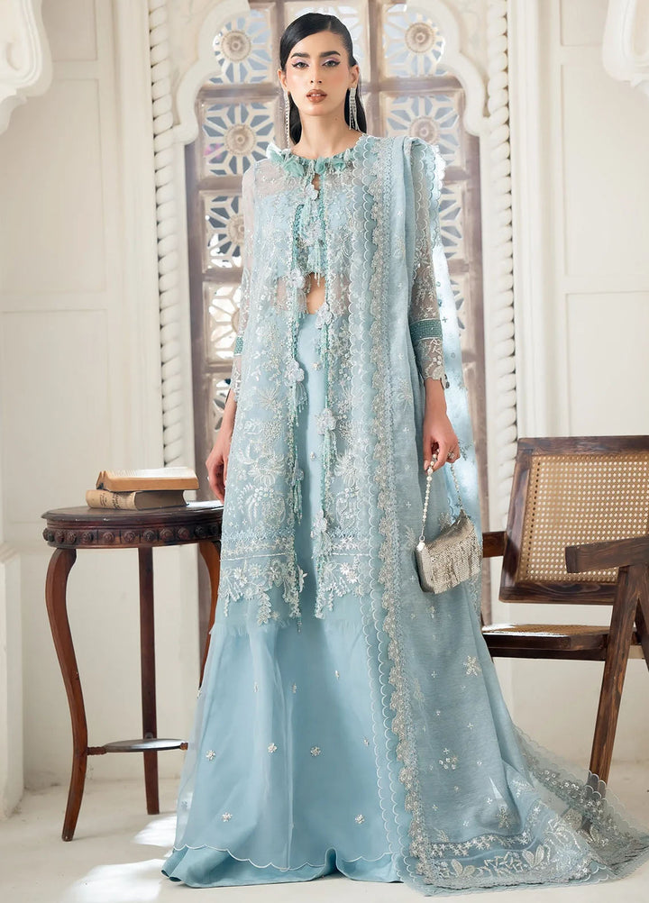 Khurshid Pret Embroidered Organza 3 Piece Suit Dove