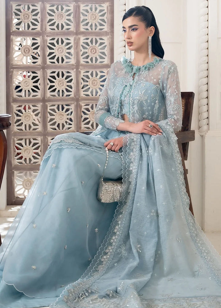 Khurshid Pret Embroidered Organza 3 Piece Suit Dove
